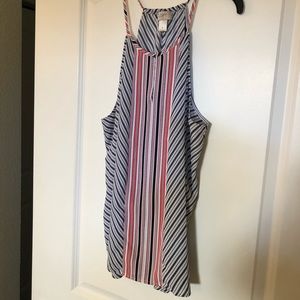 Navy, white, and coral spaghetti strap top